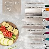 Nuovva 8-Piece Kitchen Knife Set with Spinning Block Colorful Stainless Steel view 3