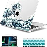 May Chen for M4 MacBook Air 13.6 Inch Case 2025 2024 2023 2022 Release Models: A3240 A3113 M3 A2681 M2, Plastic Hard Shell Case for MacBook Air 13.6" with Retina Display Fits Touch ID, Great Wave