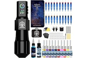 TROYTATU POSEIDON Tattoo Gun Kit-Tattoo Pen with 20Pcs Tattoo Needles Cartridge and Wireless Power, Tattoo Pen Kit with Digital LED Display, Tattoo Machine Tattoo Supplies for Artist