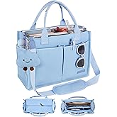 BESBESME Canvas Tote Bag for Women with Zipper & Compartments– Large Work & College Laptop Tote Crossbody Shoulder Bag