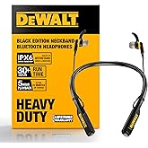 DEWALT Heavy Duty Magnetic Bluetooth Neckband Headphones, Wireless Around the Neck Earbuds w/30H Runtime+Noise Isolation, HandsFree Magnetic Wireless Earphones w/Mic Bluetooth Headsets - Black Edition