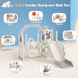 Krovtoy 6-in-1 Toddler Playground Elk Slide Swing Set Baby 1-3 Years Beige Grey view 7