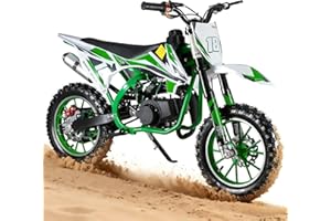 NEREIDS NET 50cc 2-Stroke Gas Dirt Bike for Kids & Adults - 40KM/H Max Speed, Front/Rear Disc Brakes, 12" Off-Road Tires, 150kg Capacity - Mini Motocross Bike for Trail & Uphill from USA Fast Arrival(Green)