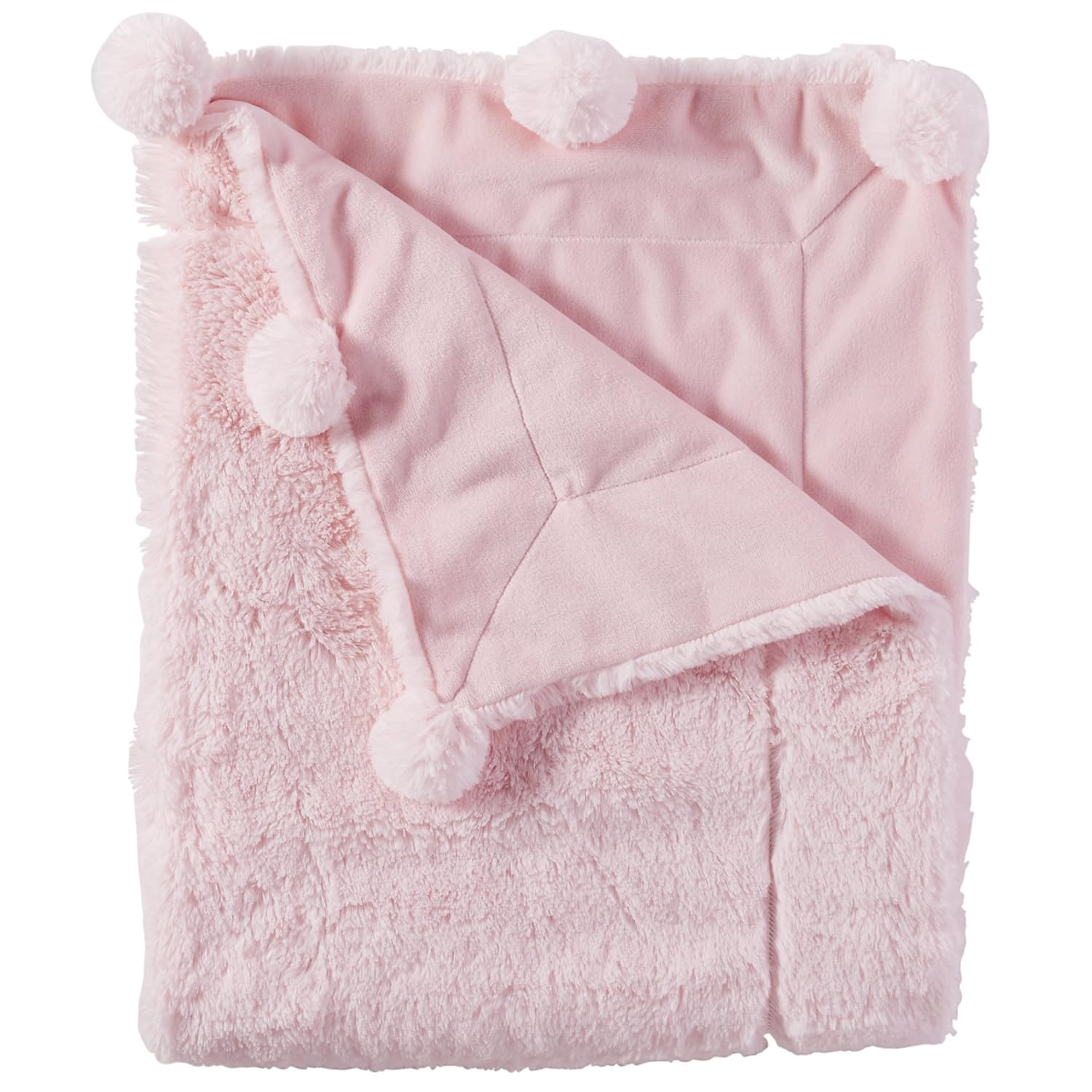 Mud Pie Pom Pom Velour Baby Blanket, Pink Baby