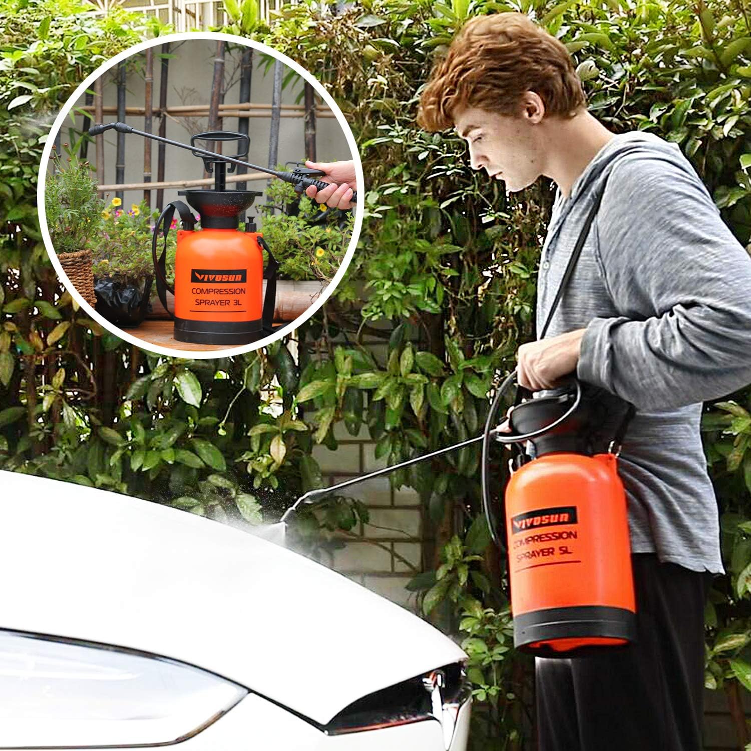 VIVOSUN 1.3 Gallon Lawn and Garden Pump Pressure Sprayer with Pressure Relief Valve, Adjustable Shoulder Strap: Garden & Outdoor