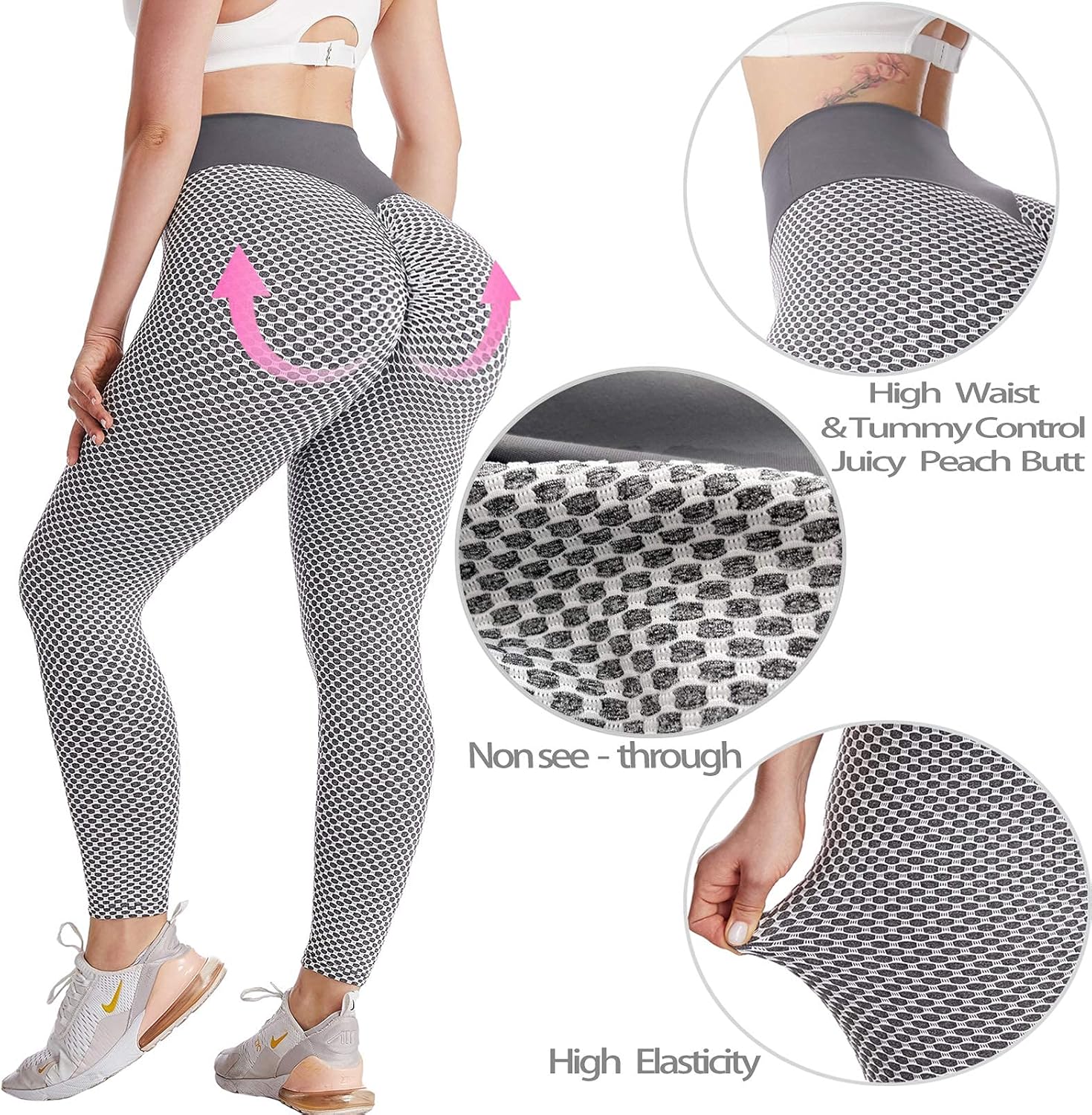 CAURO TIK Tok Leggings Women's High Waist Yoga Pants Tummy Control Scrunched Booty Leggings Workout Running Butt Lift Tights: Clothing