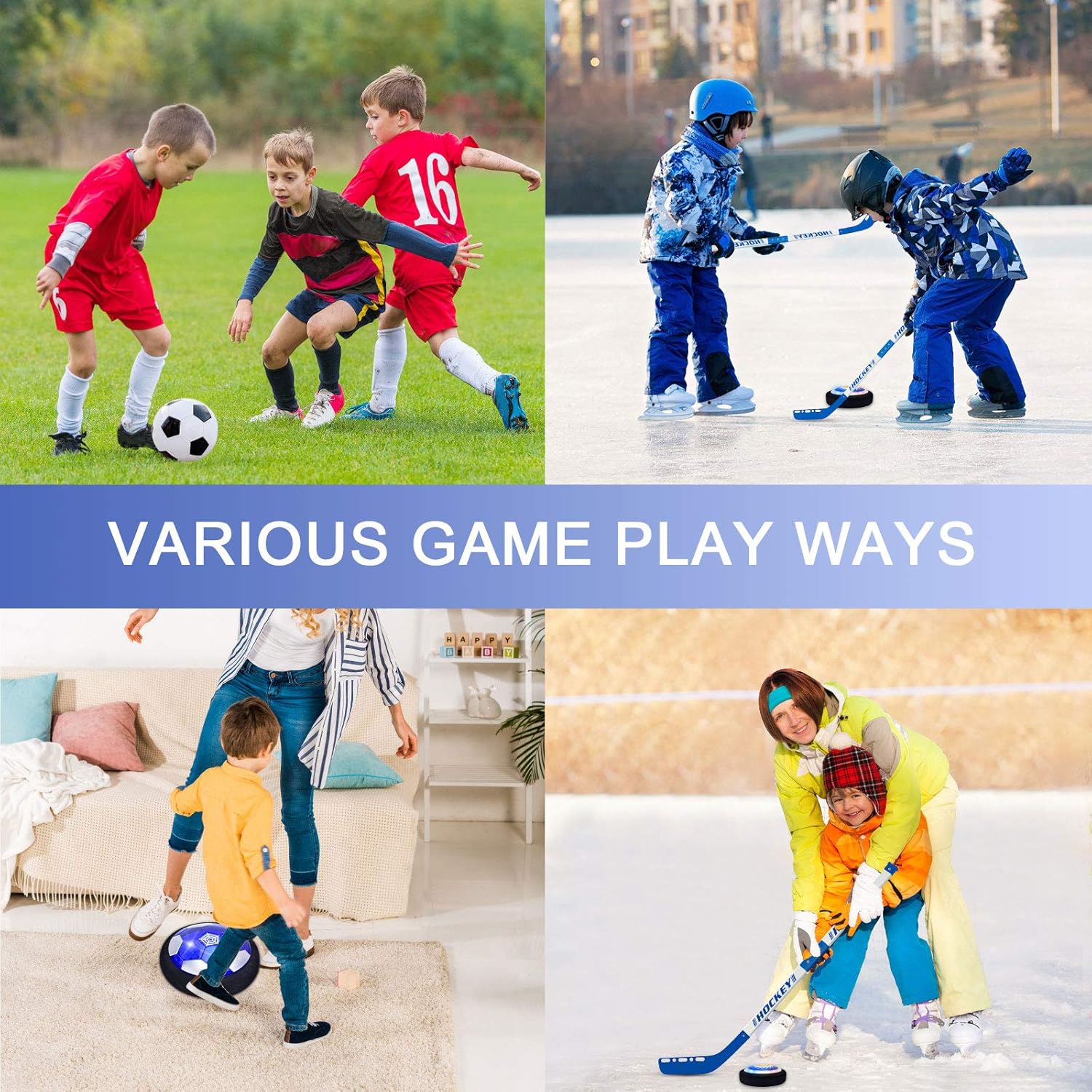 NextX Hover Hockey Soccer Toys for Kids Indoor & Outdoor Games Hovering Hockey Games Rechargeable Soccer Ball with Led Light for 3-12 Year Old Kids: Toys & Games