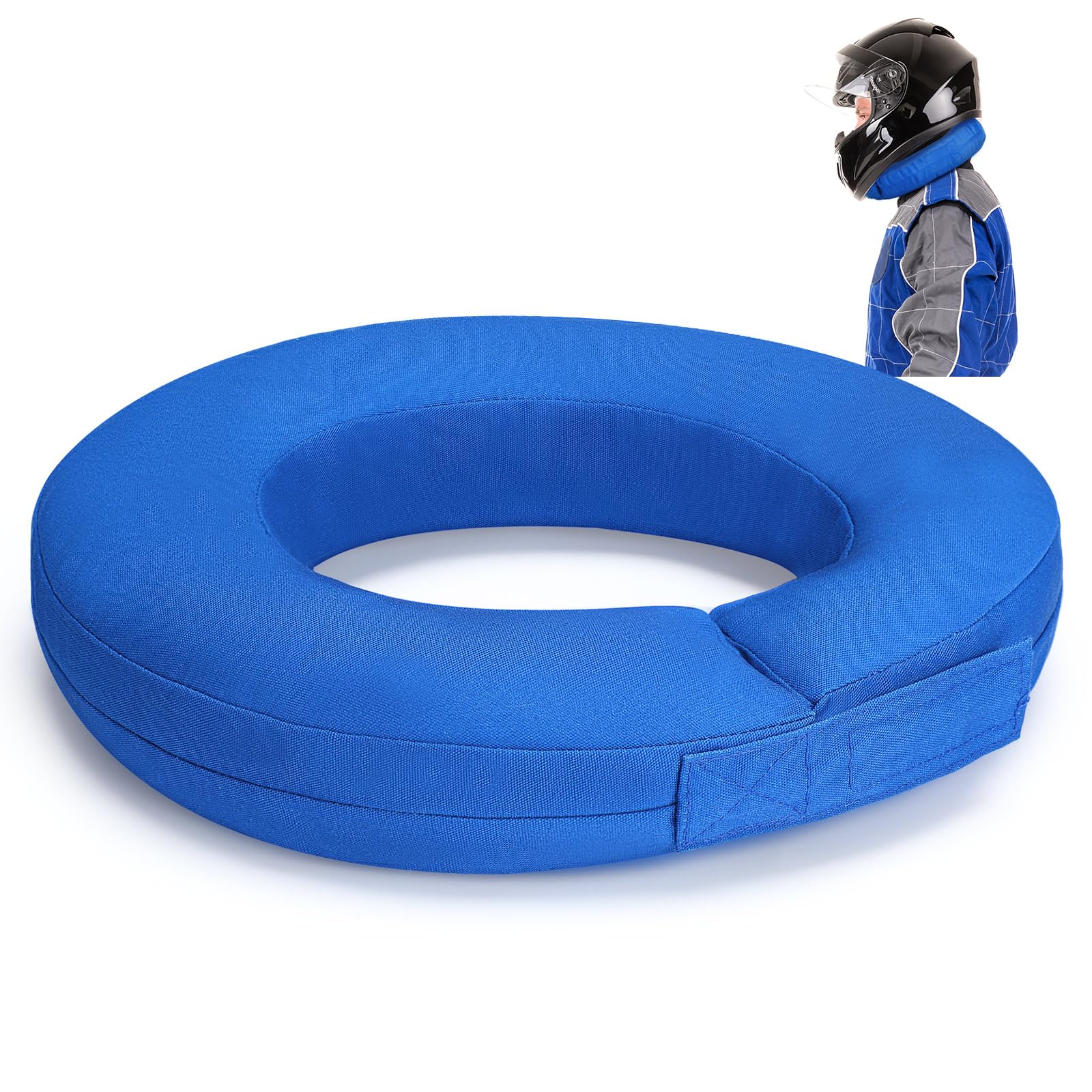 Photo 1 of Briwooody Helmet and Neck Support Collar 360 Degree Tapered Racing Neck Collar Brace Helmet Support with Hook and Loop Closure for Racing(Blue)