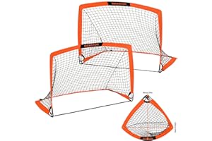 WEKEFON Soccer Goals, Set of 2 - Size 3.6'x2.7' Portable Foldable Pop Up Soccer Net for Backyard Training Goal for Kids and Youth Soccer Practice with Carry Bag