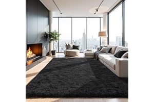 BLIVONTA 5x7 Black Fluffy Area Rugs for Bedroom, Soft Indoor Plush Rug for Living Room, Large Furry Fuzzy Shag Floor Carpet for Kids Nursery Boys Room Dorm Classroom Home Office Decor Mat