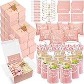 FillTouch 72 Pcs Bridesmaid Proposal Gifts, Will You Be My Bridesmaid, Bride Maid and Matron of Honor Gifts Include Gift Box Glass Cup Makeup Bag Cards Lip Balm Hair Scrunchie Bracelet(Pink)
