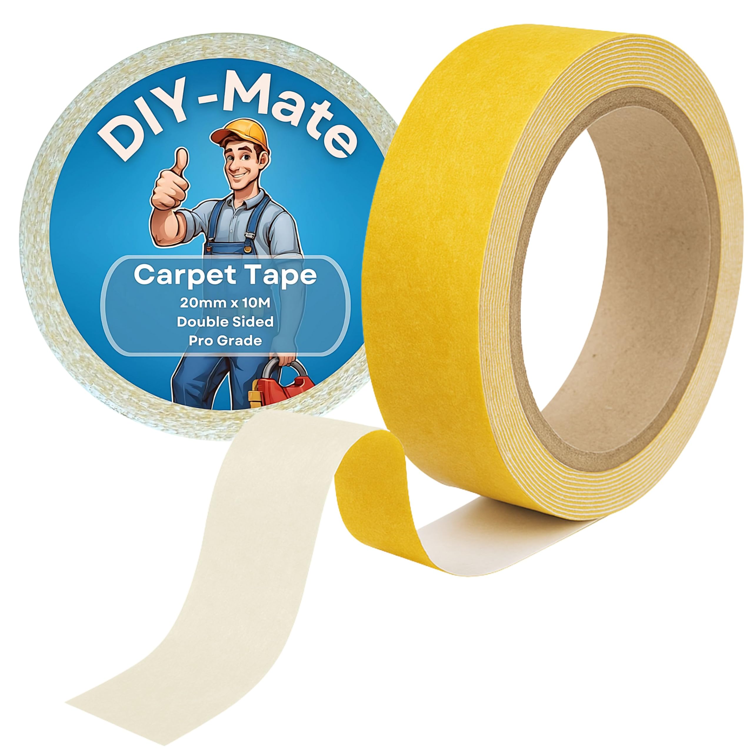 DIY-Mate Rug Gripper and Carpet Tape 20mm x 10M - Strong Double Sided Tape Heavy Duty Usage as an Anti Slip Rug Underlay and Carpet Grippers