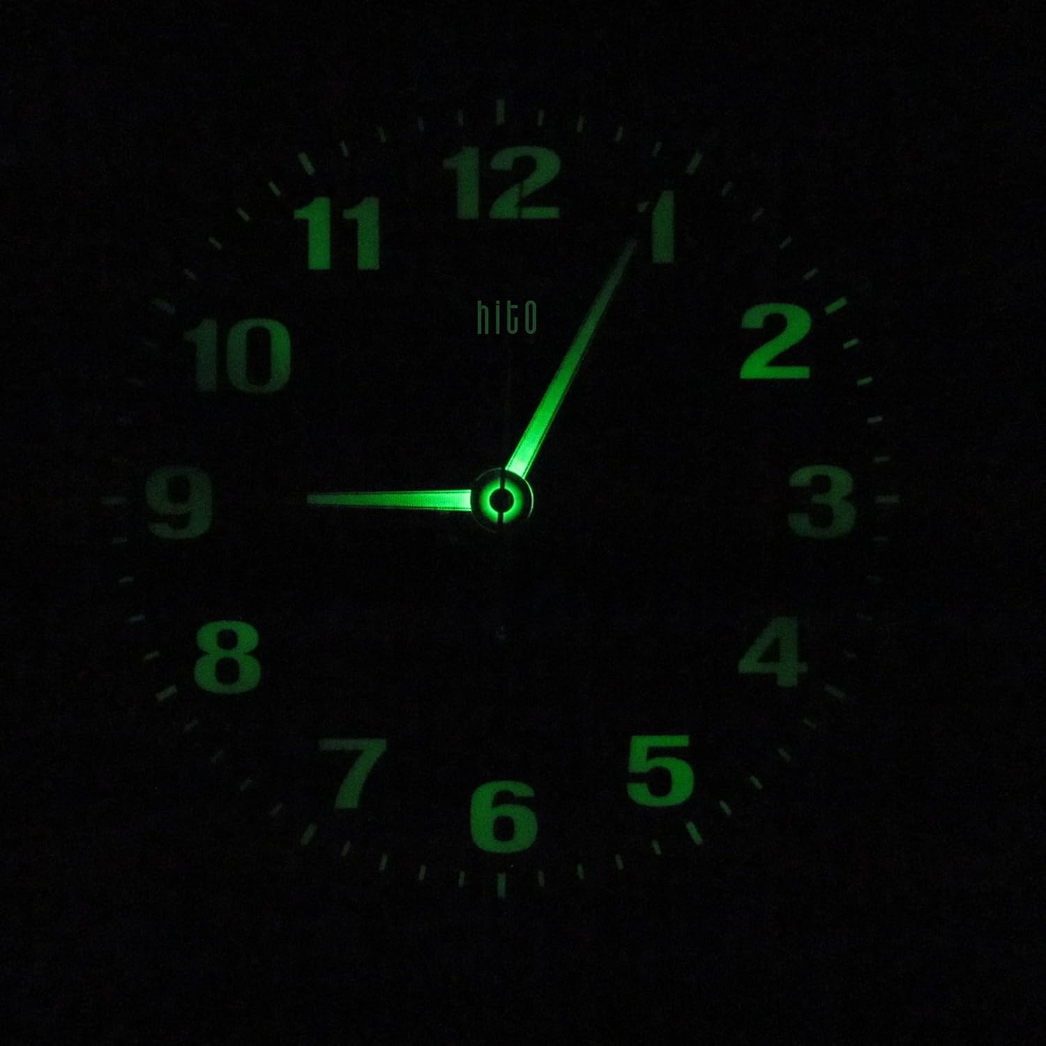 HITO Silent NonTicking Glowing All Night Wall Clock Metal Frame