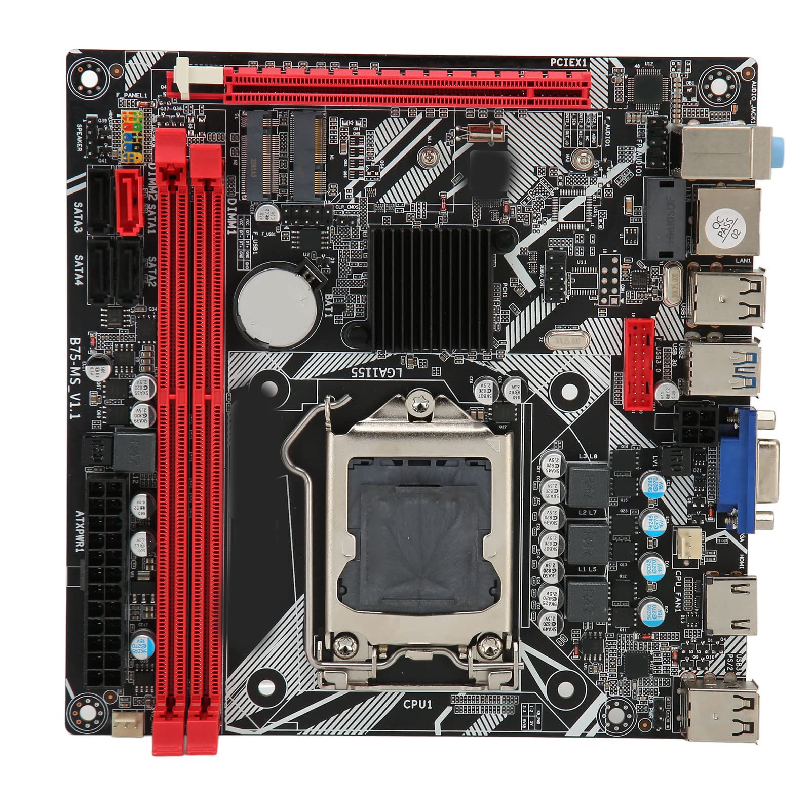 Yunseity B75 MS Mini ITX Motherboard, DDR3 LGA 1155 PC Mainboard Support NVME M.2 WiFi M.2 USB3.0 SATA3.0 PCI E 16X Gaming Mainboard