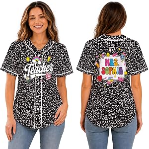 Personalized Teacher Baseball Jersey, Custom Name Number Grade Level Jersey, Back to School Gift for Kindergarten Teachers
