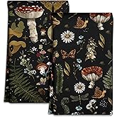 Miss Adola Microfiber Kitchen Towels - Set of 2 Dish Towels for Kitchen 18 x 26 Inch Home Decoration Black Mushroom Cute Spring Hand Towels Soft & Absorbent Aesthetic Design
