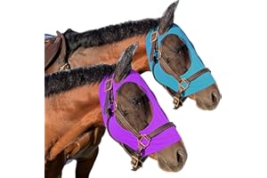 PRAIRIE HORSE SUPPLY Horse Fly Mask - Arab Equine Fly Mask with Full Coverage for Eye & Ear - Stretchable UV & Sun Protection Flymask for Horses, Ponies & Mini Horses - Horse Face Cover for Pasture & Trail - Purple