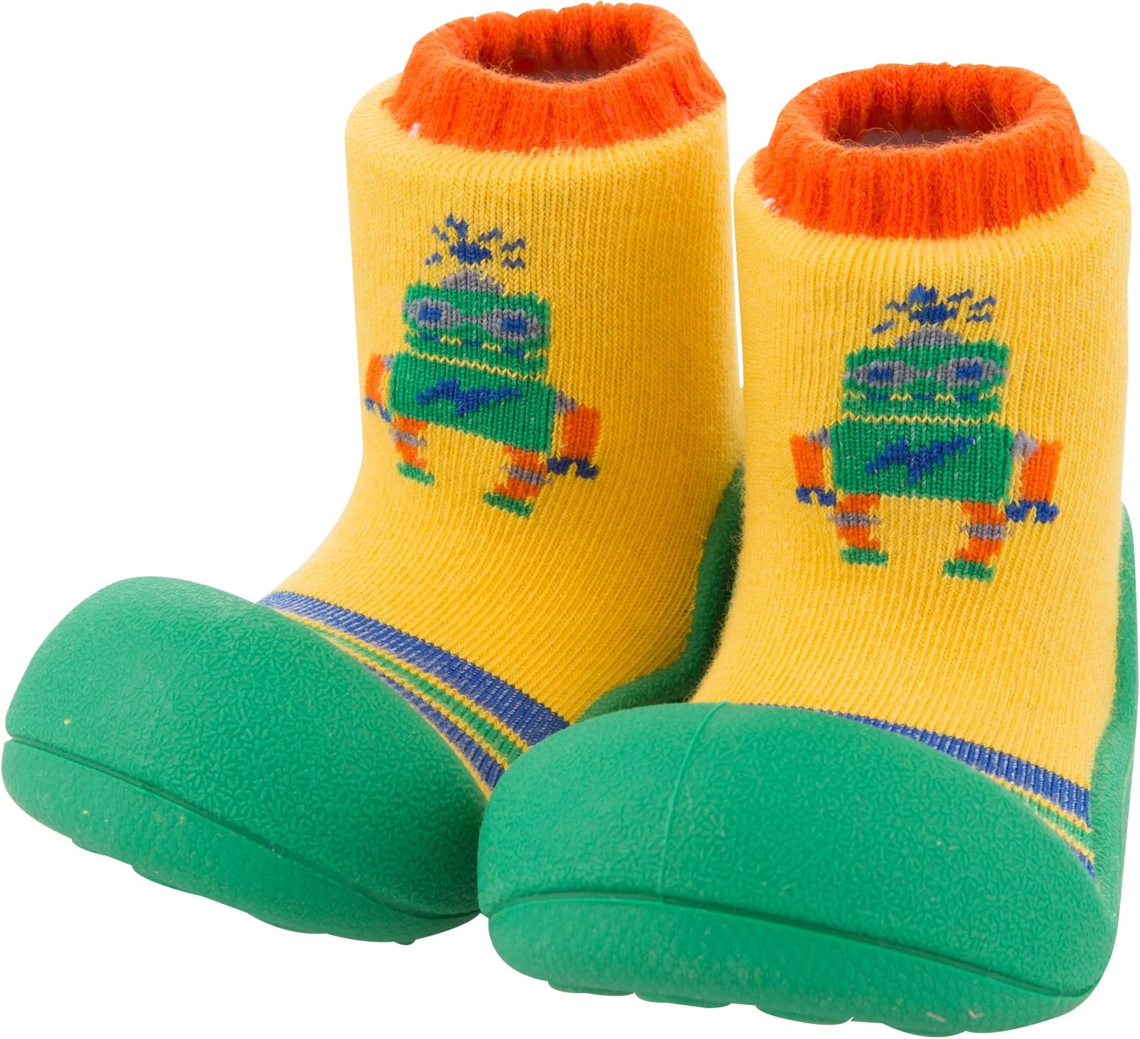 BigToes Attipas Baby First Walker Shoes (Large 5.5, Robot Green)