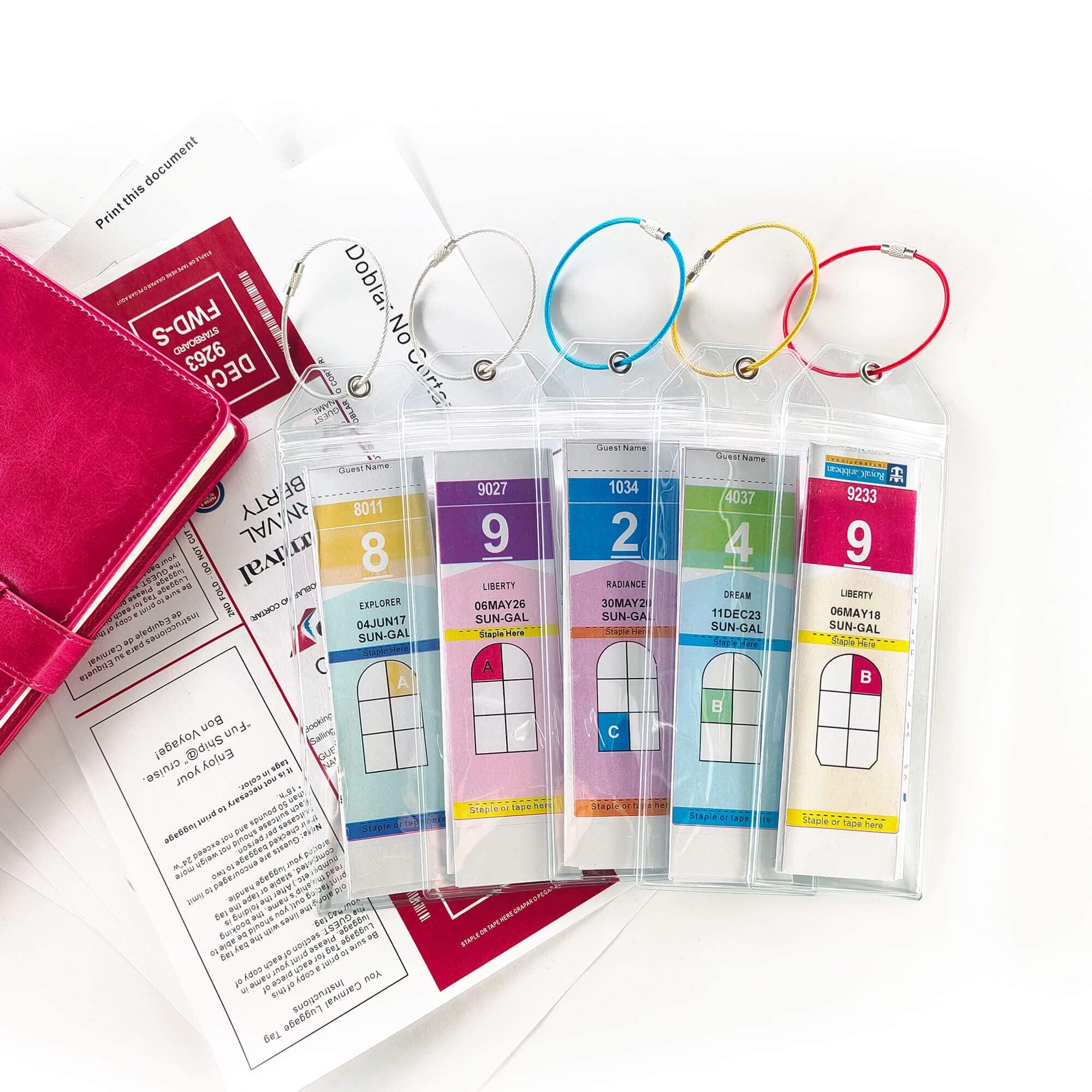 Cruise Luggage Tag Holder for Royal Caribbean & Celebrity 5 Pack, Cruise Ship Essentials 2025 Waterproof, Cruise Must Haves Durable