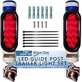 Wave One Marine Boat Trailer Guide Post LED Pole Light Set, (DOT SAE APPROVED) IP67 Waterproof 12V PVC Pipe Tail Lights, Sealed Submersible Turn Signal Brake Marker (2PCS)