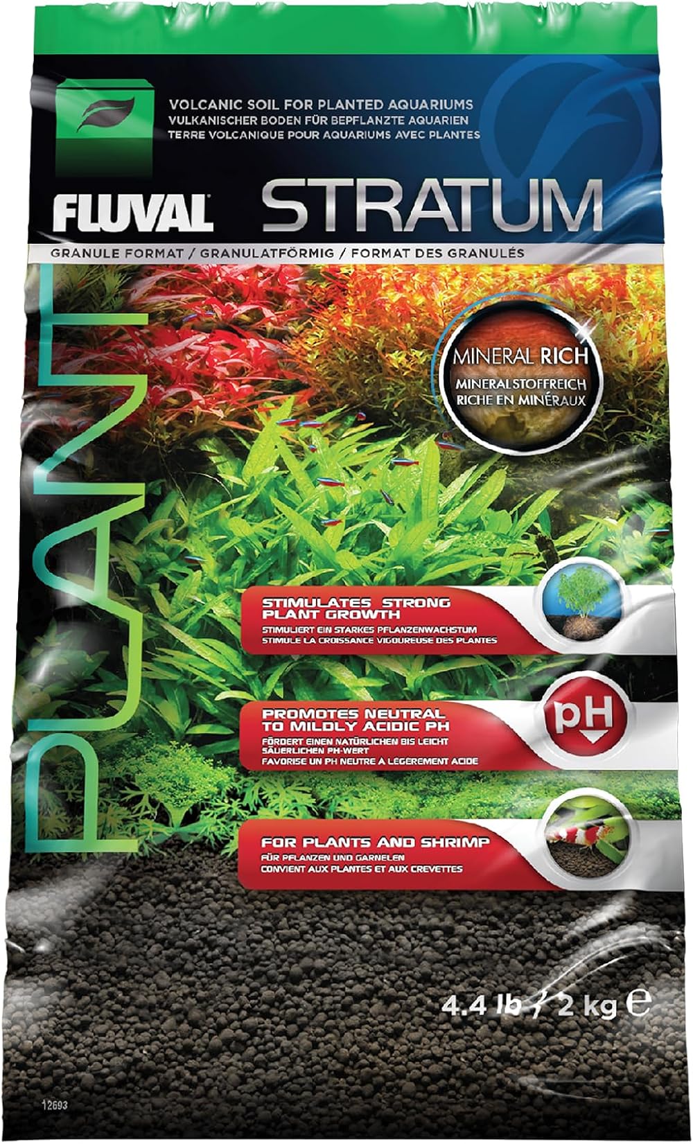 Fluval Plant and Shrimp Stratum Substrate, Dark Brown, 2 kg