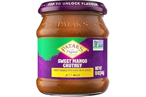 PATAK'S Patak’s Sweet Mango Chutney - Pack of 2 - Mild & Fruity Mango Chutney with Garlic, Ginger & Paprika - Vegan & Gluten-Free - Perfect for Meats, Cheese Platters & Veggie Dips - 12 oz