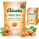 Ricola Throat Balm Caramel Flavor Herbal Throat Drops - 136 Count | Made with Pectin to Coat &amp; Protect Voice from Minor Irritation - Herbal Lozenges