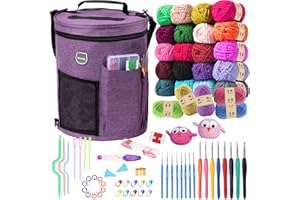MIAOKE 79pc Crochet Kit, Large Knitting Bag Yarn Storage Organizer, Crocheting Starter Kits with Waterproof Bag, Beginner Knitting Accessories Set, for Beginners Adults Travel Crochet Supplies