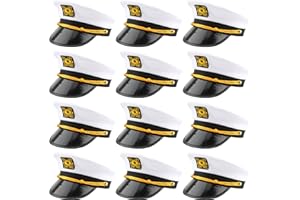 SGBETTER 12 Pieces Captain Hats White Adjustable Yacht Sailors Navy Hats for Adults Kids Halloween Yacht Cruise Line Theme Party Favors