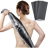ARCH&amp;M Exfoliating Washcloth, Japanese Bath Towel, 3 Pack, Black | Japanese Washcloth, Korean Exfoliation Daily Use, Nylon Body Scrubber Towel, Back Scrubber for Shower, Loofah Alternative