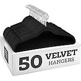 Zober Non-Slip Velvet Hangers - Suit Hangers (50-pack) Ultra Thin Space Saving 360 Degree Swivel Hook Strong and Durable Clot