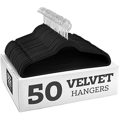 Zober Non-Slip Velvet Hangers - Suit Hangers (50-pack) Ultra Thin Space Saving 360 Degree Swivel Hook Strong and Durable Clothes Hangers Hold Up-To 10 Lbs, for Coats, Jackets, Pants, Dress Clothes