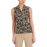 Anne Klein Womens Long Sleeve Button Front Top