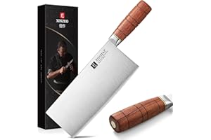 XINZUO 8.1 Inch Cleaver Meat Knife,440C Steel Core, Stainless Steel Asian Chinese Vegetable Chef Kitchen Knife with Anti-Slip