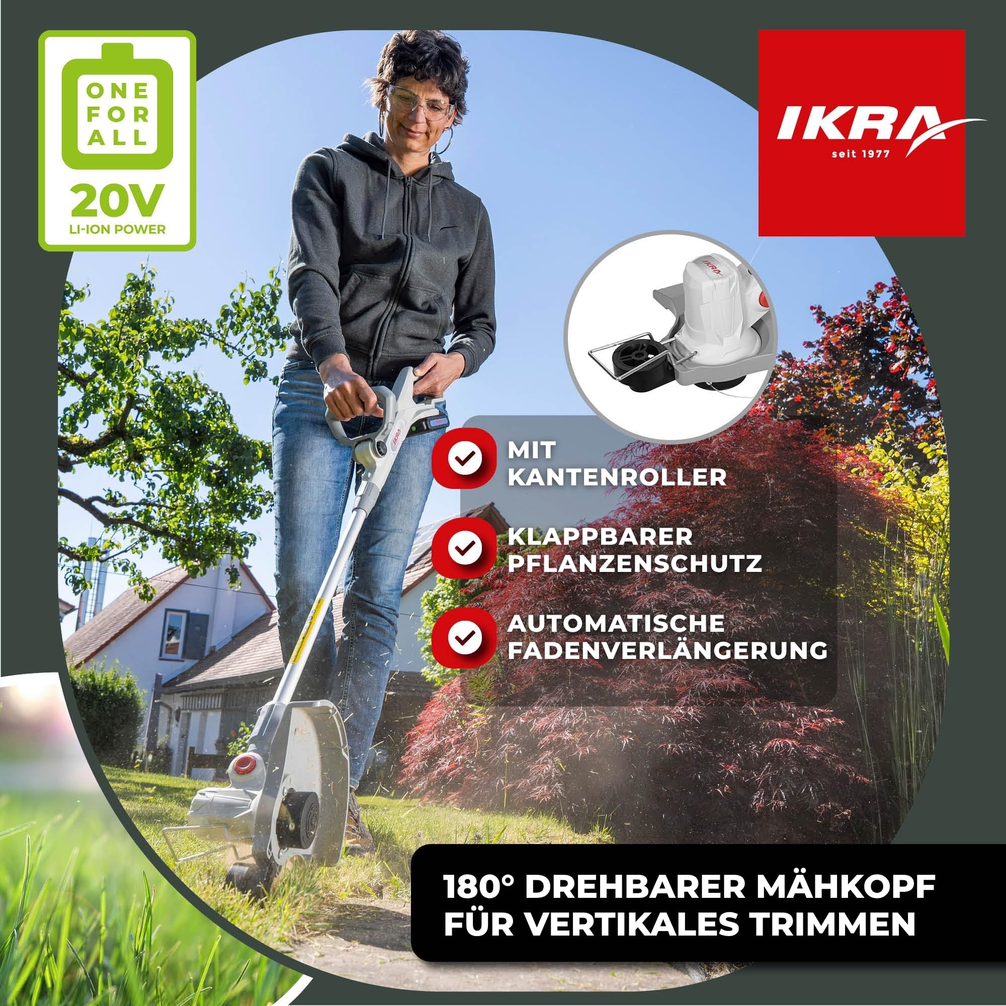 IKRA 2in1 Akku Rasentrimmer Rasenmäher IART 2030 F inkl. Fadenspule 3