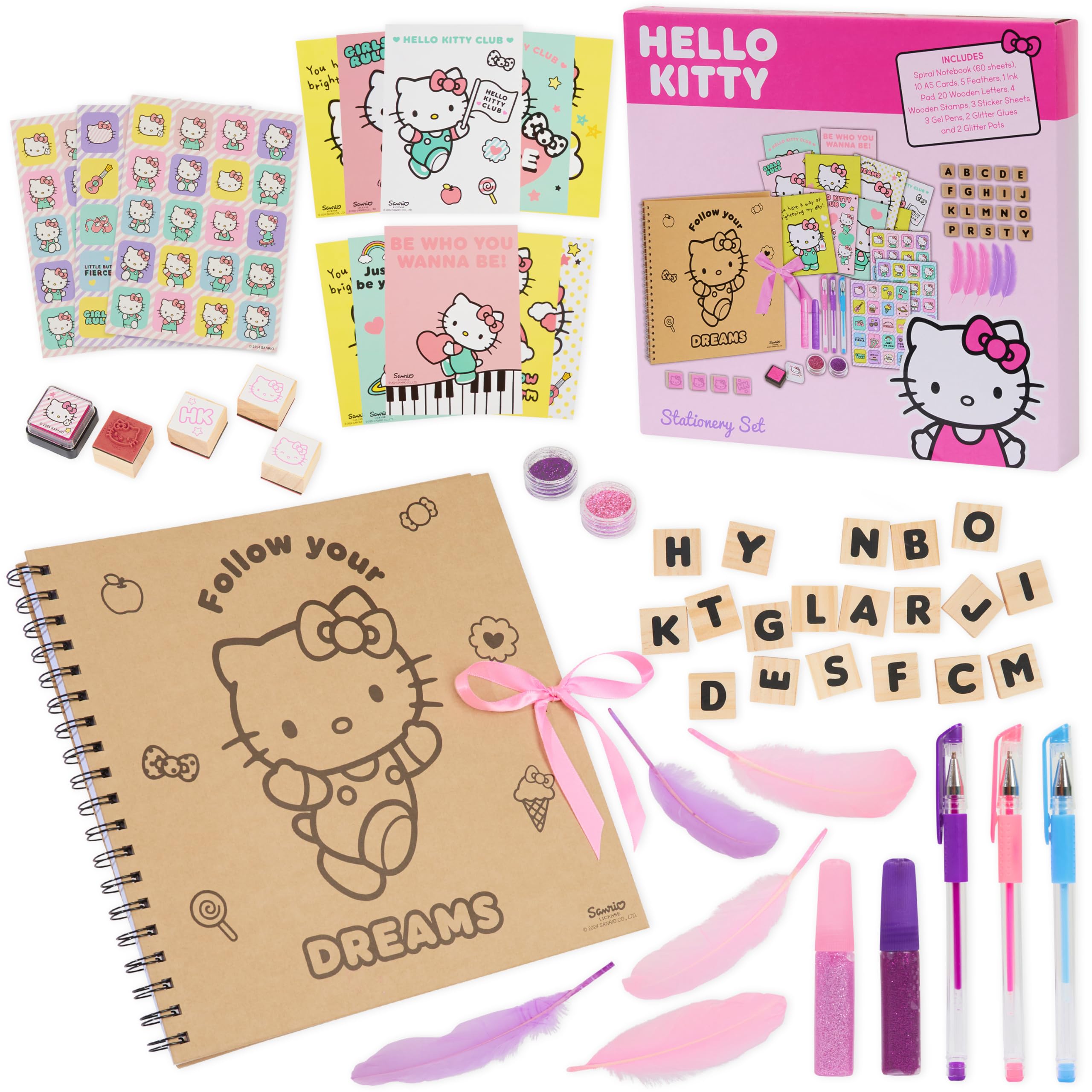 Hello Kitty Sanrio Scrapbook Kit Kids Craft Set Blank Journal Kawaii Scrapbooking Accessories Stickers Stamps Gel Pens Art Supplies Anime Gifts for Girls