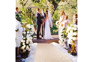 ShiDianYi Champagne Gold Aisle Runner for Wedding 15FTx2FT Sequin Aisle Runner for Bride Glitter Sequin Fabric Aisle Runner for Wedding Ceremony Outside Shiny Carpet Aisle Runner for Party Graduation