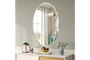 MESTIKITS Frameless Oval Mirror, 20x30 Inch Beveled Bathroom Mirrors for Over Sink, Tempered Glass Oval Mirrors for Vanity, Living Room, Bedroom, Entryway