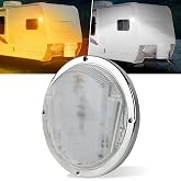 POVTOR LED RV Exterior Light,8.5 Inch Round Scare Porch Light with 100pcs Dual Color Leds Flood Awning Light Replacement kit 
