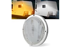 POVTOR LED RV Exterior Light,8.5 Inch Round Scare Porch Light with 100pcs Dual Color Leds Flood Awning Lamp Replacement kit S