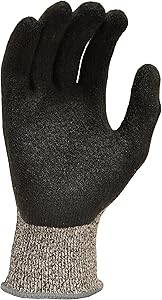 G & F 22600L Cutshield Cut Resistant Level 5 Work Gloves, Rubber Coated, Grey, Large