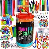 MOISO Mega Kids Crafts and Art Supplies Jar Kit - 560+ Piece Set - Make Bracelets and Necklaces - Plus Glitter Glue, Construc