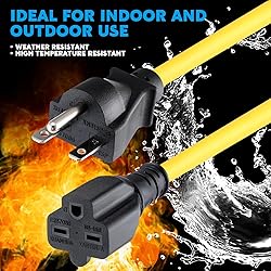 Tellegloww 15ft NEMA 6-15 Extension Cord 6-15P Male