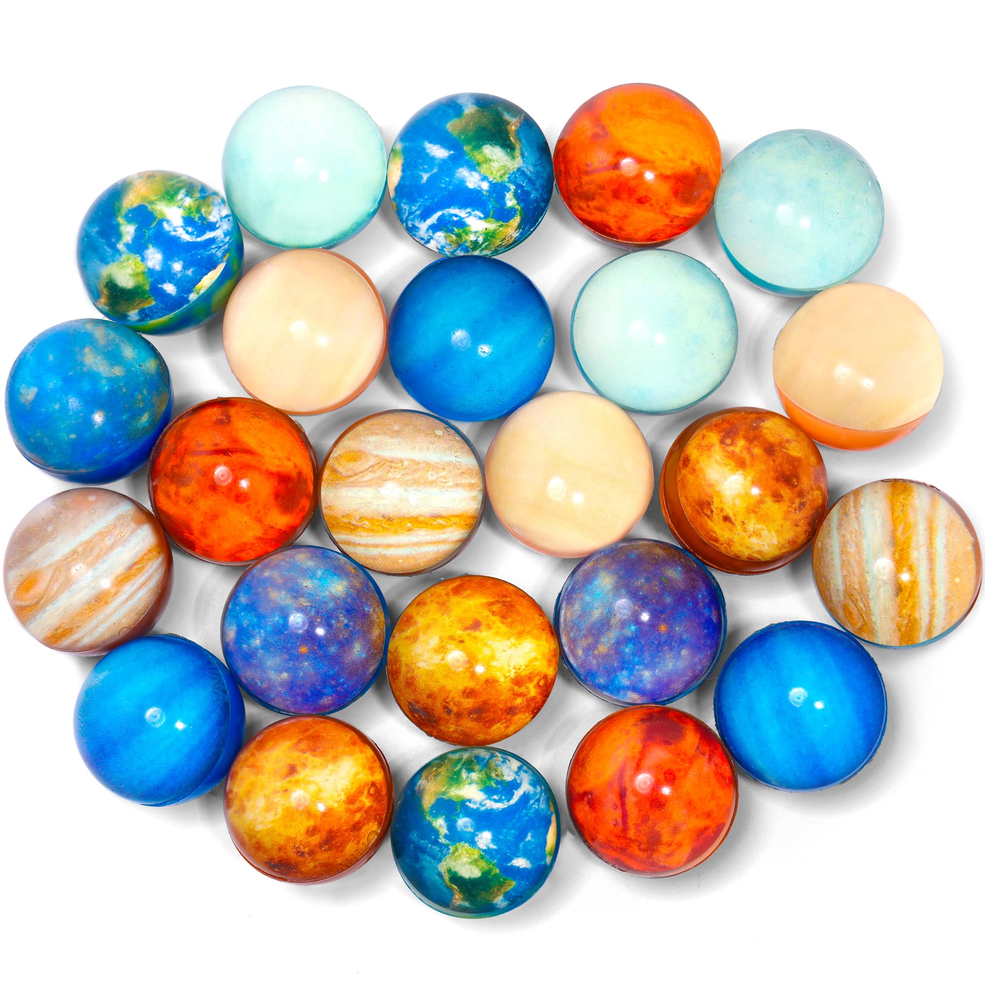 Pllieay 24PCS Space Solar System Bouncy Balls, 32mm Bouncy Balls for Kids Party Bags, Eight Planets Themed Party Bag Fillers, Bouncing Ball for Kids Party Bag Fillers, Gift Bag Filling