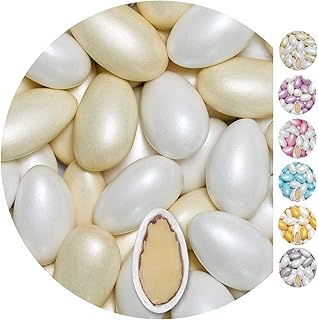 EinsSein 1kg Hochzeitsmandeln Conchiglia Mix weiss-creme pearl Mandeln Hochzeit Zuckermandeln Bonboniere Confetti Badem sekeri Gastgeschenk Zucker Mandeln Taufmandeln Candy Bar Süssigkeiten