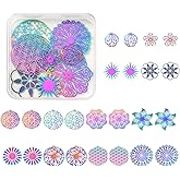 COGCHARGER 24 Pieces Flower Filigree Charm Pendant Rainbow Stainless Steel Charm Multi-color for Jewelry Necklace Bracelet Earring Making Crafts