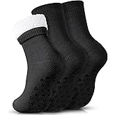 Chicingyou 3 Pairs Mens Fuzzy Slipper Socks Winter Cozy Non Slip Fleece Lined Warm Soft Home Thermal Socks Valentine Gift
