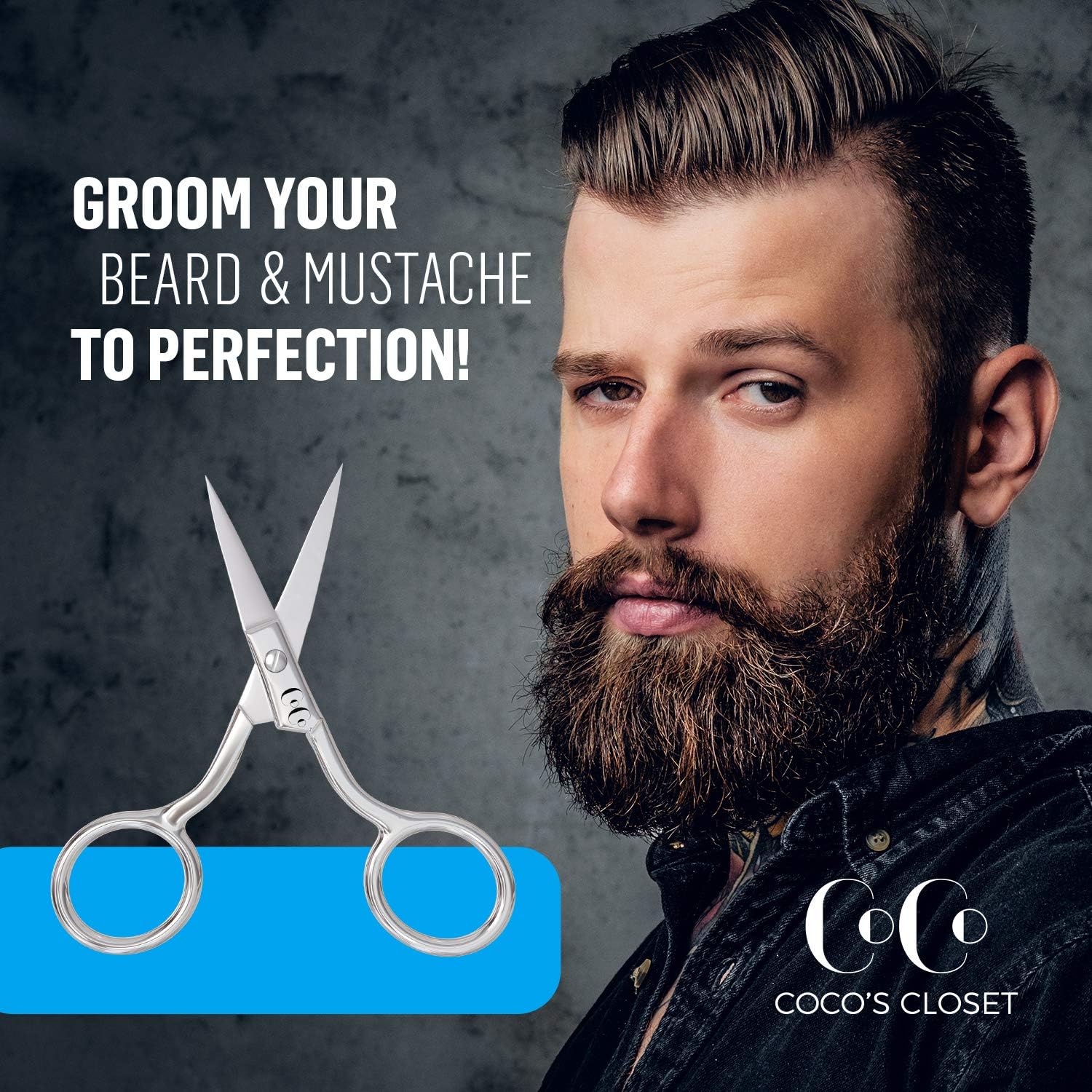 Coco’s Closet Small Scissors for Grooming - Stainless Steel Straight Tip Scissor for Hair Cutting – Beard, Ear, Eyebrows, Moustache, Nose Trimming: Home Improvement