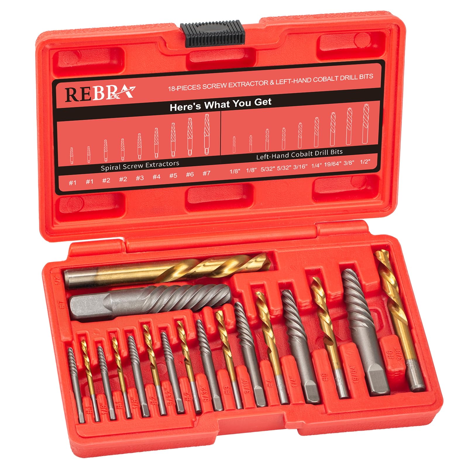 Screw Extractor Set, 37# Cr-Mo & 6542 HSS Steel
