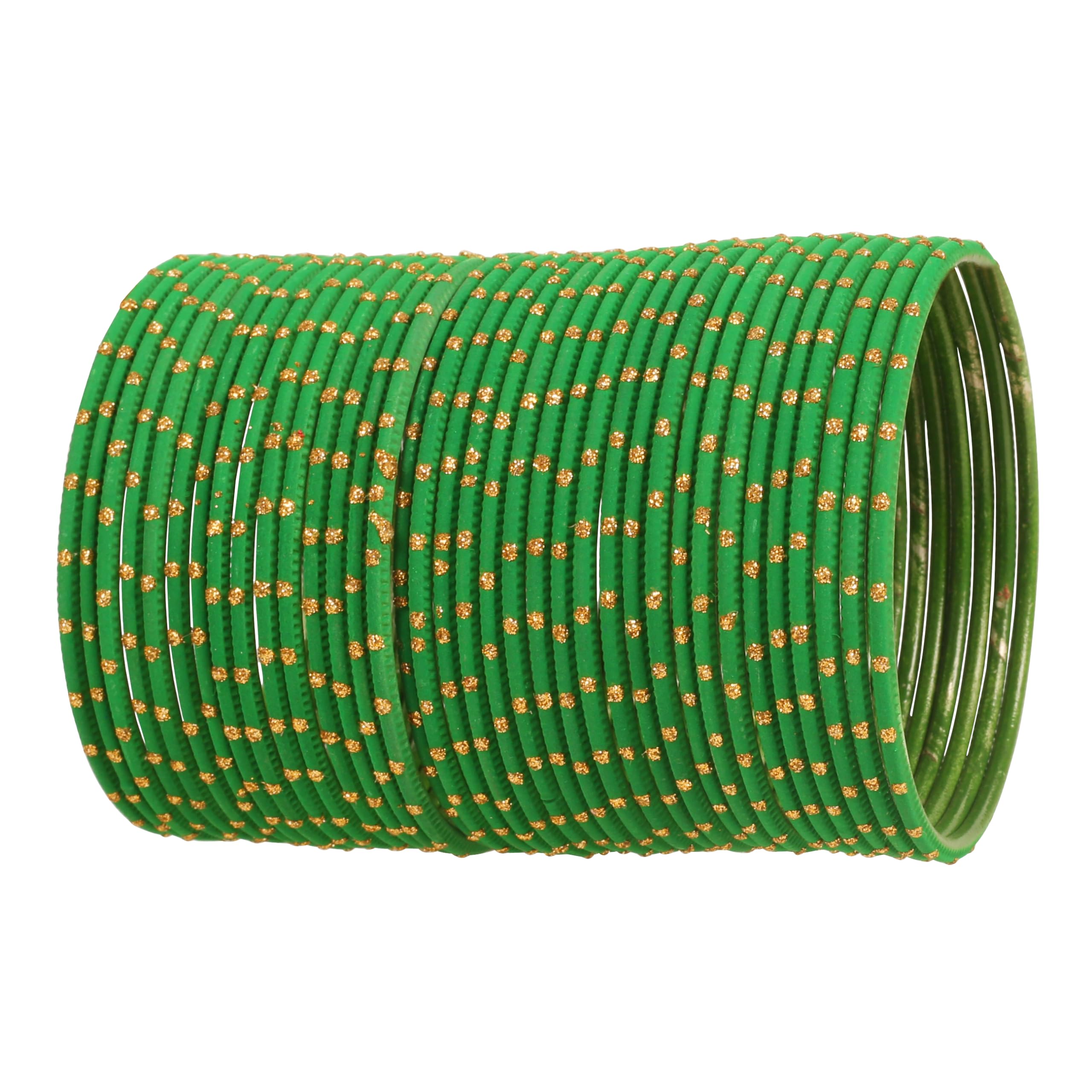 Touchstone Colorful Bangle Collection Indian Bollywood Alloy Metal Green Golden Glaze Wrist Enhancing Designer Jewelry Bangle Bracelets. Set of 36 for Women.